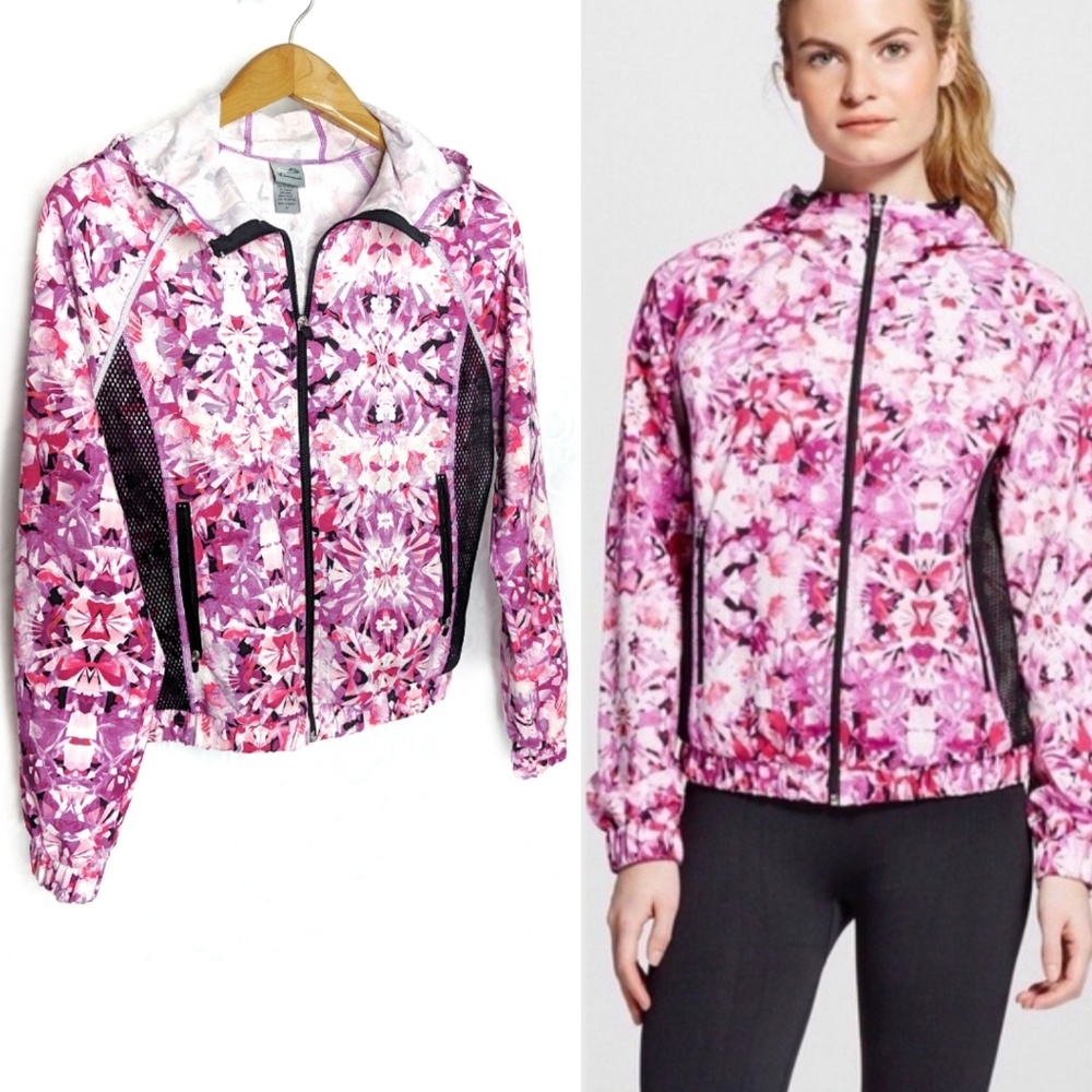 Champion Floral Hooded Anorak Windbreaker Sz XS